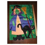 2'X3' WITCH WITH BROOM AND CAT FLAG 2'X3' WITCH WITH BROOM AND CAT FLAG