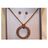 RHINESTONE GOLDTONE HEART NECKLACE/EARRINGS RHINESTONE GOLDTONE HEART NECKLACE/EARRINGS