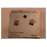 BELK SILVERWORKS SQUARE CUBIC ZIRCONIA EARRINGS