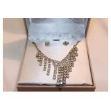 BOXED DANGLE RHINESTONE NECKLACE WITH EARRINGS