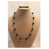 KIM ROGERS BLACK BEAD NECKLACE AND HOOP EARRINGS