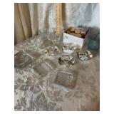 LOT OF CRYSTAL CANDLE HOLDERS AND CANDLES