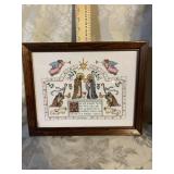 VINTAGE FRAMED CROSS STITCHED NATIVITY