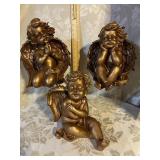 LOT - 3 LARGE GOLD ANGELS