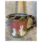 VINTAGE MAJOLICA RABBIT PITCHER