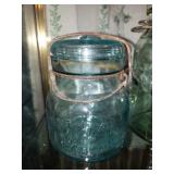 Vintage Blue Jar with Lid