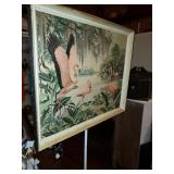 Vintage Framed Flamingo Art