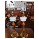 2 Hobnail Milkglass Vintage Lamps 2 Hobnail Milkglass Vintage Lamps
