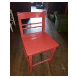 Red Painted Wood Chair Red Painted Wood Chair