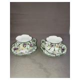 2 DEMITASSE TEA CUPS AND SAUCERS