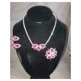 VINTAGE "WEISS" DARK PINK RHINESTONE SET