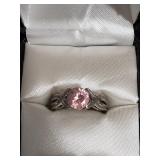 VINTAGE 925 RING WITH PINK STONE