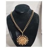 VINTAGE COPPER STARBURST PENDANT NECKLACE