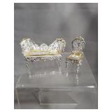 MINIATURE METAL FRENCH SOFA AND CHAIR