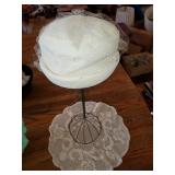 VINTAGE LADY'S HAT - CREAM WITH NETTING