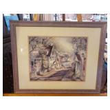 31X25' - FRAMED ART - STREET DOWN TO RIVER