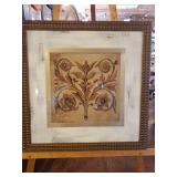 29X29" - FRAMED ART - GOLDEN BROWN CIRCLE BRANCHES