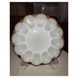 VINTAGE WHITE AND GOLD EGG PLATTER