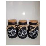 3 PAINTED JARS (SUNFLOWERS)