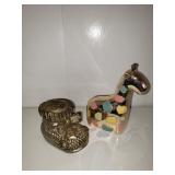 2 CHILDREN'S BANKS - GIRAFFE AND BOOTIE 2 CHILDREN'S BANKS - GIRAFFE AND BOOTIE