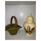 CERAMIC BASKET AND GINGER JAR