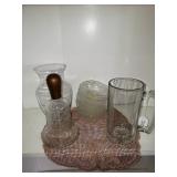 VINTAGE GLASS BOWLS, GLASS BEER MUG, ETC. VINTAGE GLASS BOWLS, GLASS BEER MUG, ETC.