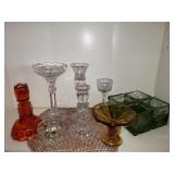 LOT OF CANDLE HOLDERS - SOME CRYSTAL