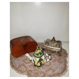 2 BOXES AND MINI TEAPOT TRINKET BOX