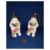 CHRISTMAS ORNAMENTS (10) SNOWMEN BUNNIES