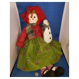 CHRISTMAS RAG DOLL WITH SNOWMAN