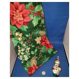 LARGE TABLECLOTH AND VINTAGE SNOWMAN GLASS ORNT LARGE TABLECLOTH AND VINTAGE SNOWMAN GLASS ORNT
