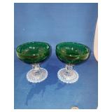 VINTAGE EMERALD GREEN AND CRYSTAL STEMS