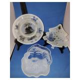 3 SMALL GLASS CHRISTMAS SERVING DISHES