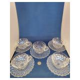 5 VINTAGE GLASS CUPS/SAUCERS 5 VINTAGE GLASS CUPS/SAUCERS