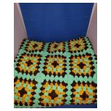 HAND MADE AQUA/BROWN/TAN AFGHAN