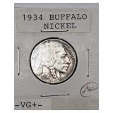 1934 BUFFALO NICKEL VG+ 1934 BUFFALO NICKEL VG+