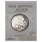 1934 BUFFALO NICKEL VG+