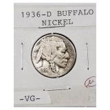 1936-D BUFFALO NICKEL VG