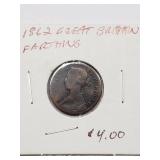 1862 GREAT BRITAIN FARTHING 1862 GREAT BRITAIN FARTHING