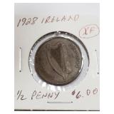 1928 IRELAND XF 1/2 PENNY