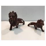 Carved wood lions.