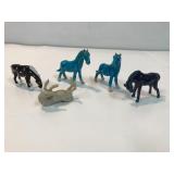 2" porcelain horse figurines.