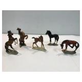 5 porcelain horse figurines 4" tall