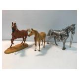 7" horses. 2 porcelain. 1 metal.