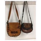 Leather shoulder bags