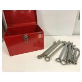 Tool box with open end wrenches