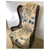 Antique high back wicker and wood chair