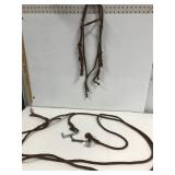 Braided leather bridle and reins with bit