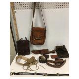 Leather hand bag. Saddle bag. Belts.