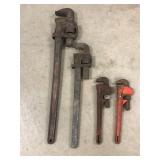 Pipe wrenches. 24". 16". And 2 10"